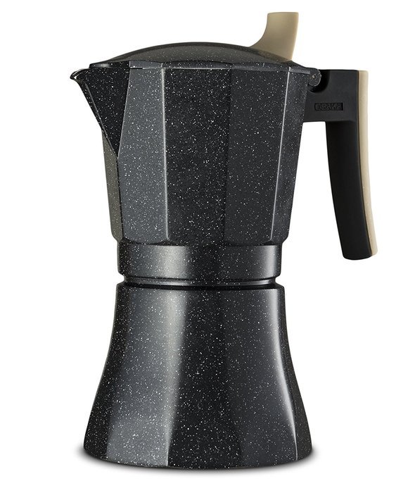 Osaka Stovetop Espresso Maker - Aluminum with Marbled Coating, Stove-Top Moka Pot "Nijo Castle" (6 Cup) N7