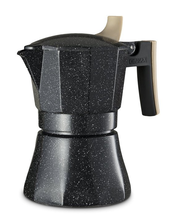 Osaka Stovetop Espresso Maker - Aluminum with Marbled Coating, Stove-Top Moka Pot "Nijo Castle" (6 Cup) N8