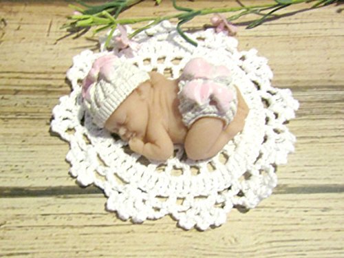 Cake Topper or Crafts Painted Polymer Clay Bow Baby Cake Topper or Craft N3