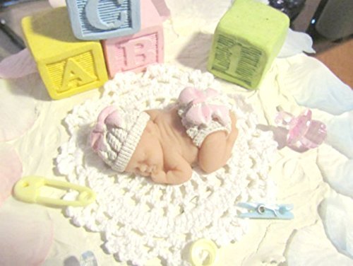 Cake Topper or Crafts Painted Polymer Clay Bow Baby Cake Topper or Craft N4