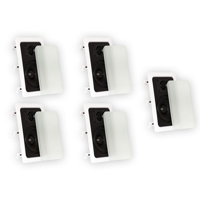 Theater Solutions TS50W In Wall Speakers Surround Sound Home Theater 5 Speaker Set