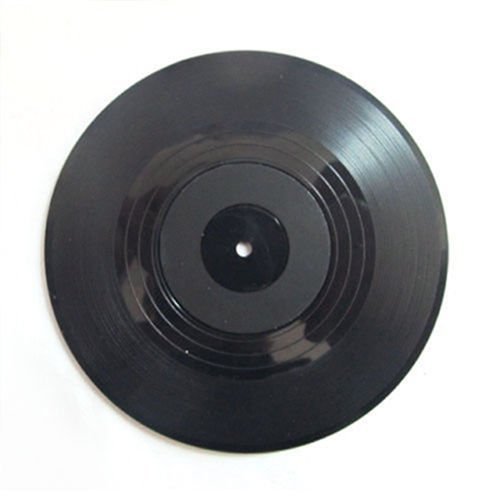 Retro CD designed non-slip silicone beverage coasters cup of coffee here N4