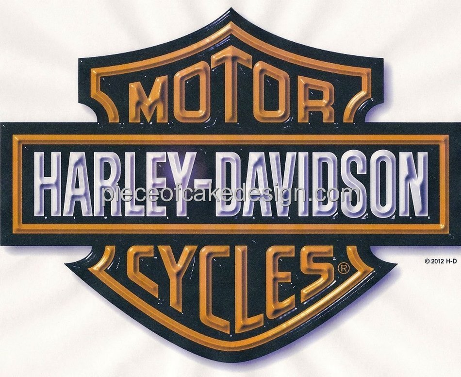 6" Round Harley logo Edible Image Cake Topper Decoration