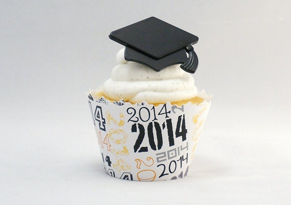 Graduation Cap Cupcake Topper Rings - Set of 12 N3