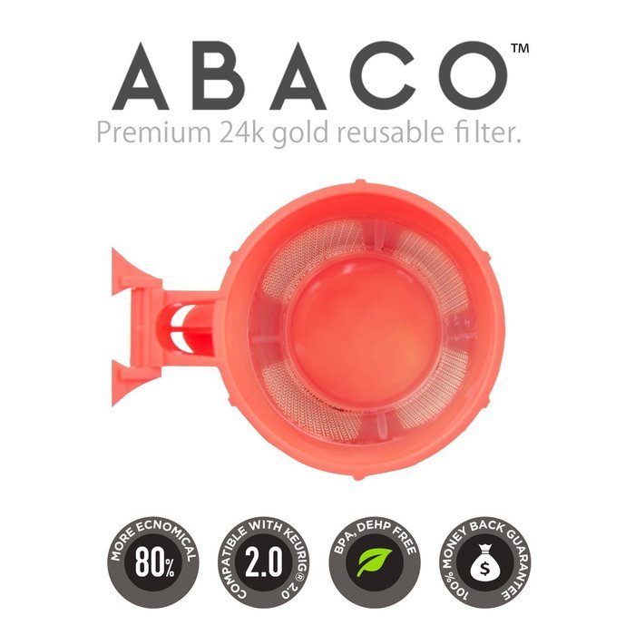 ABACO 24K Gold Reusable K-Carafe/K-Cup Coffee Filter(4-5 Cup) for Keurig 2.0 K200,K300,K400,K500 Series Brewers N3