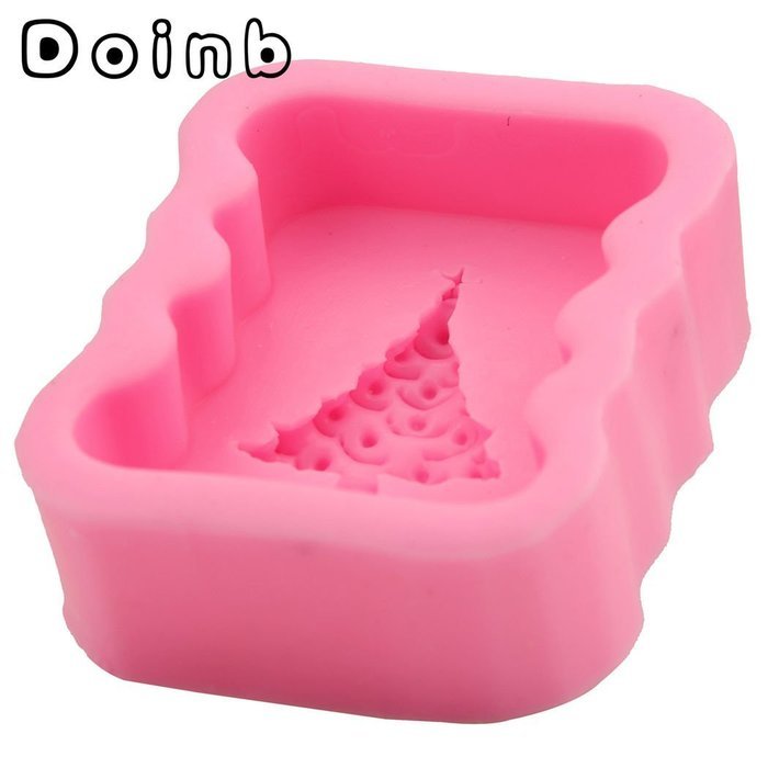Doinb Christmas Trees Santa Claus Snowman Deer FDA Silicone Fondant Molds Outer Size 7.3x7.3x1.2cm GJM-2800 N49