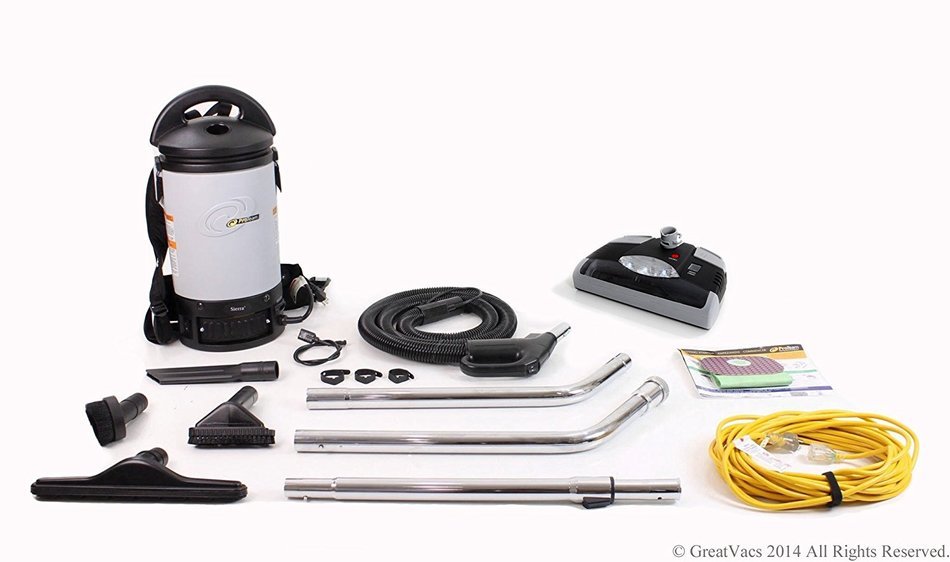 New Sierra Backpack Proteam Commercial Vacuum Cleaner with 1 1/2 tools and restaurant kit N4
