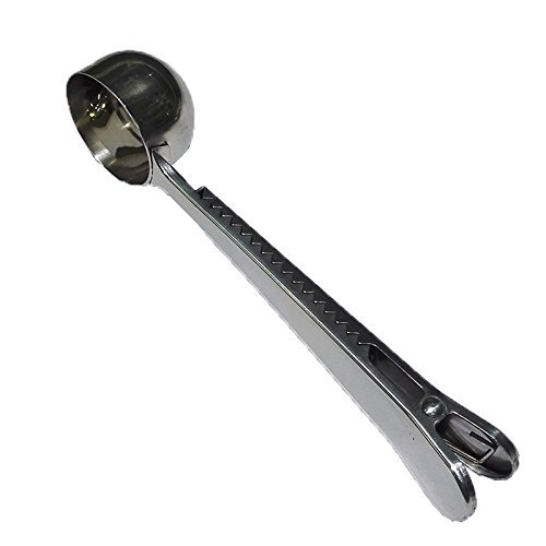SelfTek Coffee Measuring Scoop with Bag Seal Clip Stainless Steel Spoon N3