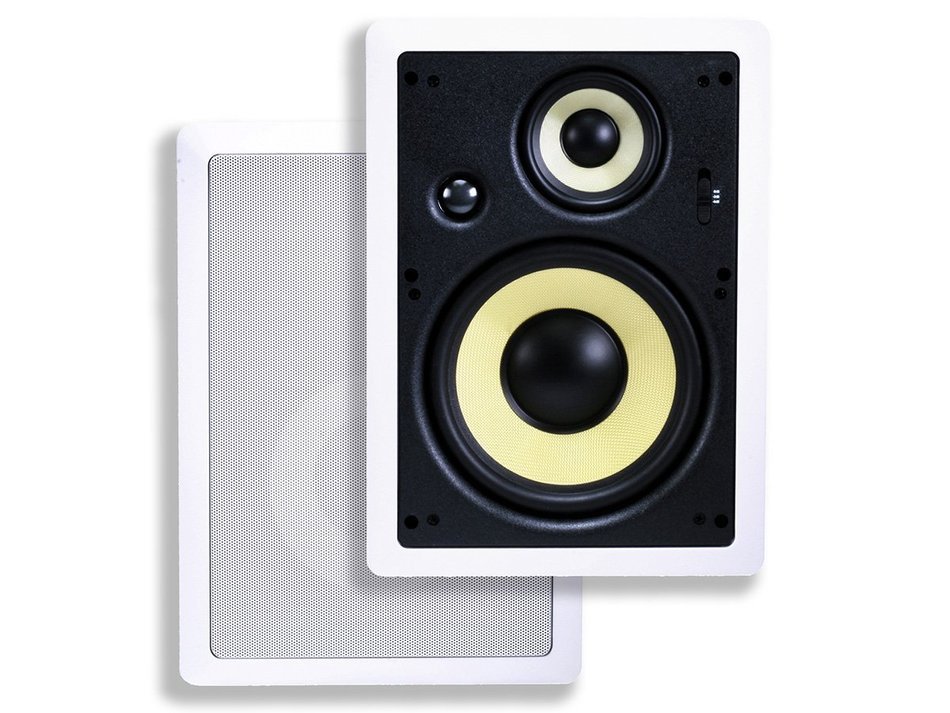 Monoprice 8 Inch Kevlar 3-Way High Power In-Wall Speaker (Pair) - 100W Nominal, 200W Max N3