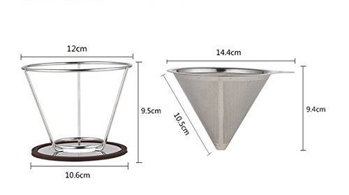 Pour over Coffee Filter Dripper by Ellien, Reusable Stainless Steel N6