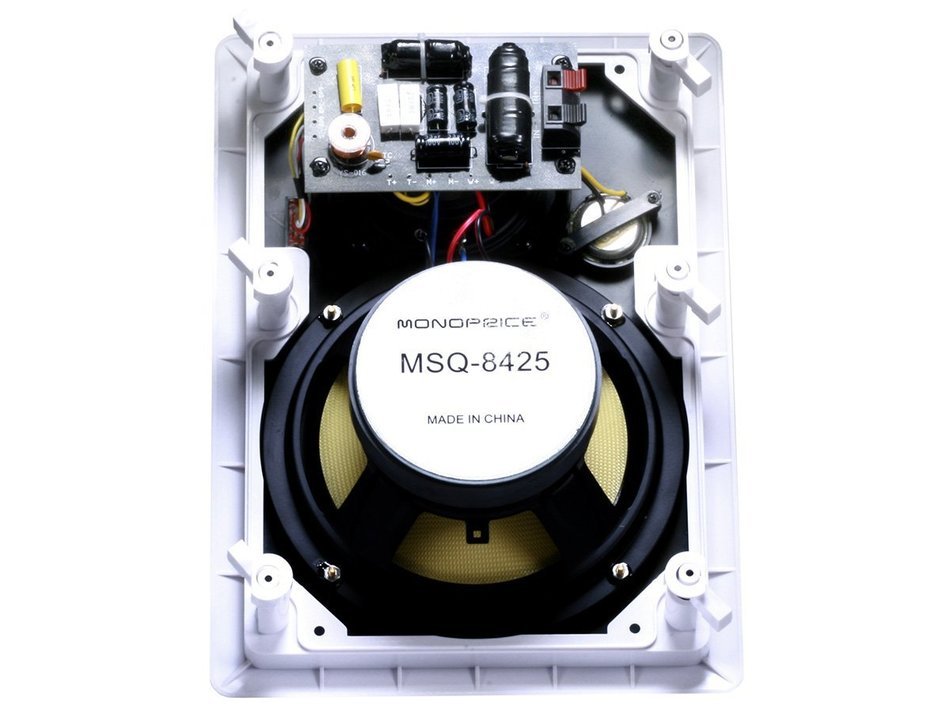 Monoprice 8 Inch Kevlar 3-Way High Power In-Wall Speaker (Pair) - 100W Nominal, 200W Max N4