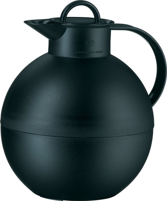 alfi Kugel Glass Vacuum Frosted Plastic Thermal Carafe for Hot and Cold Beverages, 0.94 L, Black