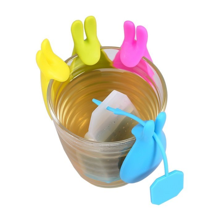 Cojoy Tea Infuser Silicone Strainer + Steeper + Teabag Coaster (4 Colors/Pack) N3
