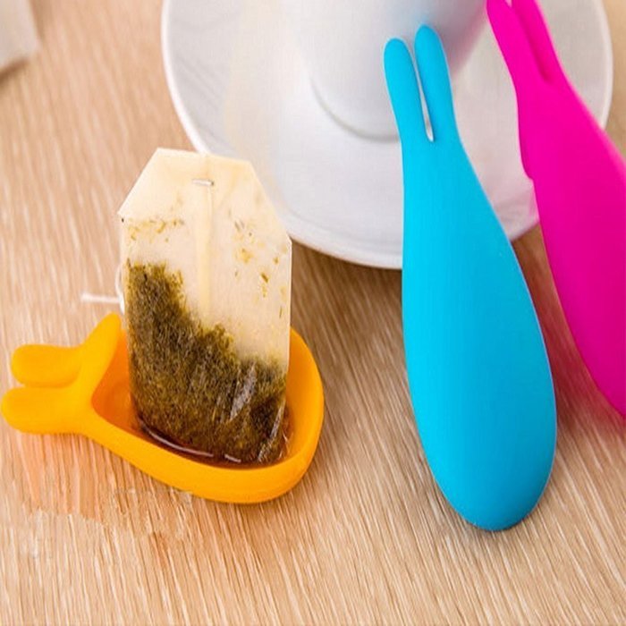 Cojoy Tea Infuser Silicone Strainer + Steeper + Teabag Coaster (4 Colors/Pack) N5