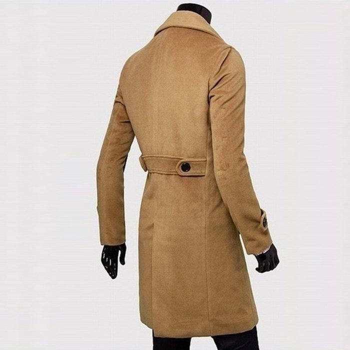 Men's Jacket,Laimeng Winter Slim Stylish Trench Coat Double Breasted Long Jacket Parka (M, Khaki) N4