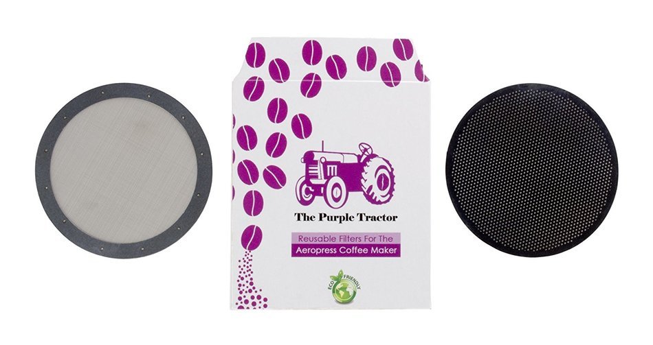 The Purple Tractor's Filter Set For Use With The AeroPress Coffee Maker - 2 Stainless Steel Precision Fit Reusable... N3
