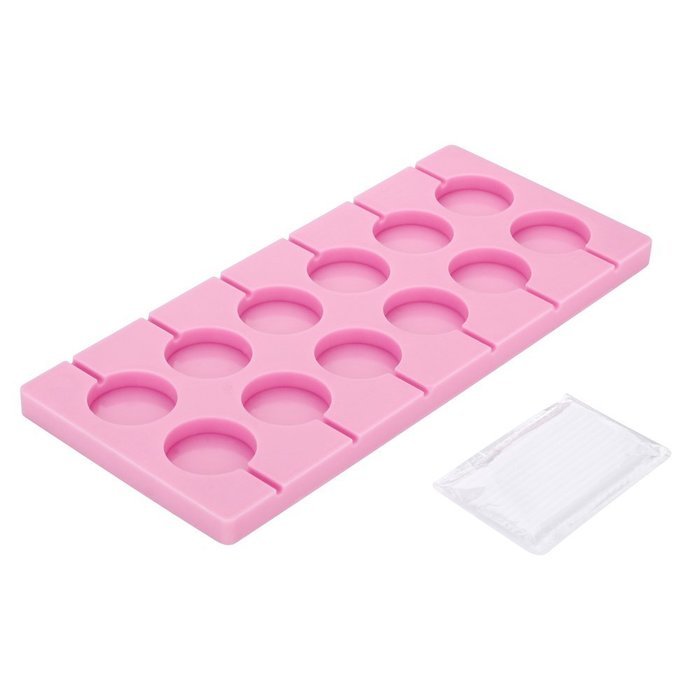 Crystallove 12-Capacity Silicone Mold, Lollipop Mold, Candy Mold, Soap Mold, Chocolate Mold with Sticks for Baking... N2