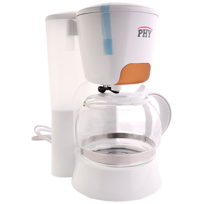 PHY Coffeemaker with Glass Carafe, Permanent Filter and Semi Transparent Water Tank (Orange) - 4-Cup/0.6L N15