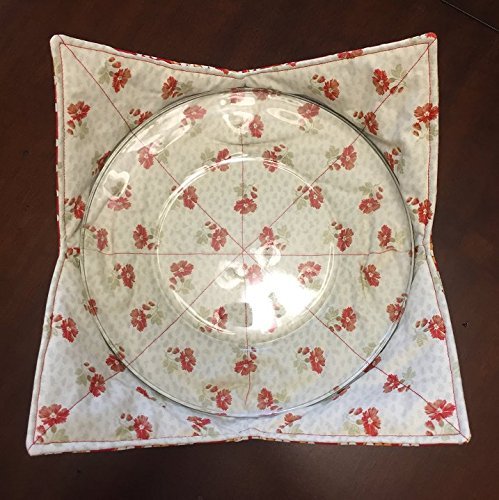 Simple Red Floral,handmade, Hot Cold Plate Cozy,Microwave Plate Cozie,Fabric Trivet,Hot pad,Pot Holder,Cotton...