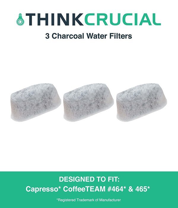 Crucial Coffee 3 Capresso Charcoal Coffee Filters Fits Capresso 4640.93, TEAM TS # 465
