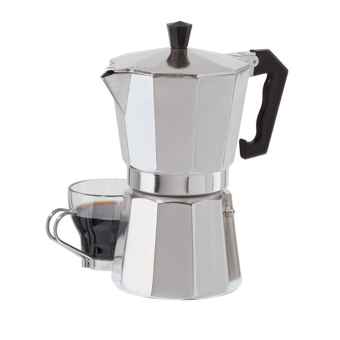 Oggi 6571.3 6 Cup Cast Aluminum Stovetop Espresso Maker, Black N2