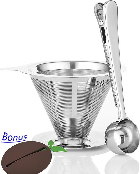 Supreme Stainless Steel Pour Over Coffee Dripper|Reusable Coffee Filter & Single Cup Coffee Maker|Camping Coffee... N14