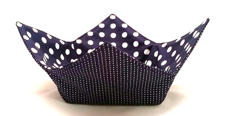 Microwave Bowl Cozy 3 pc. Set: Navy Blue Dots N2