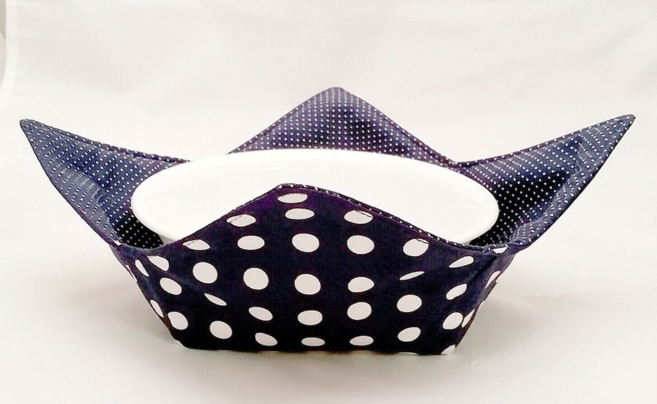Microwave Bowl Cozy 3 pc. Set: Navy Blue Dots N3