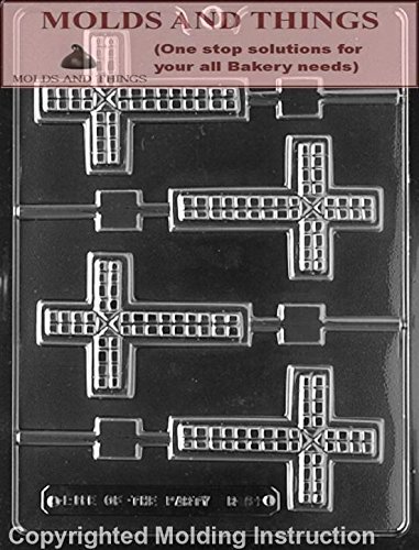 Baby's Christening Lolly Chocolate Candy Mold, Cross Chocolate Candy Mold and 50 sticks With Candy Making Instruction N6