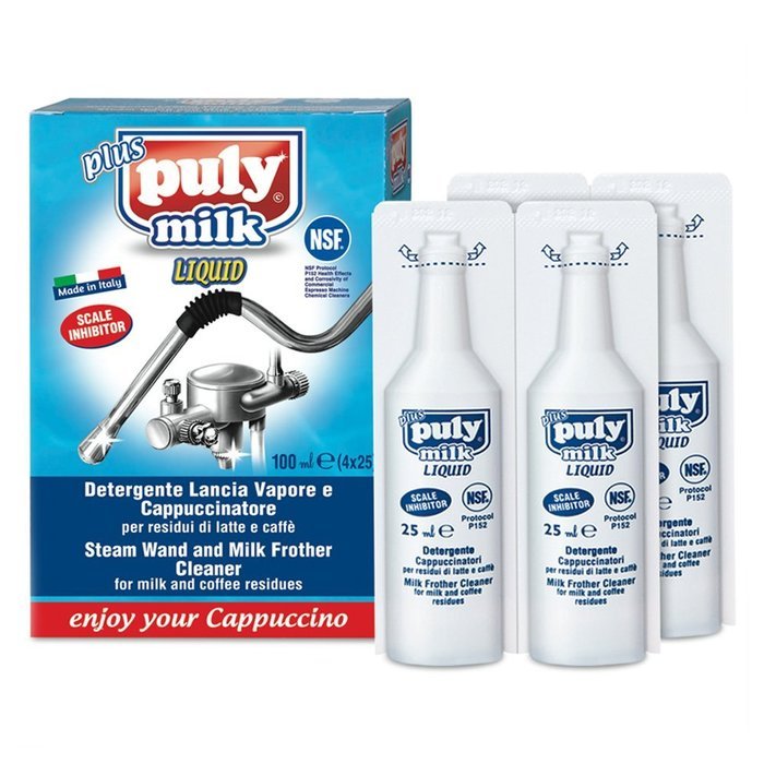 Puly Milk Plus Steam Wand & Milk Frother Cleaner - 100ml (4 x 25ml bottles)