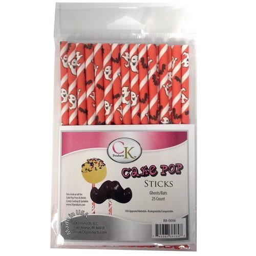 CK Products Cake Pop Sticks Ghosts and Bats, 6-Inch