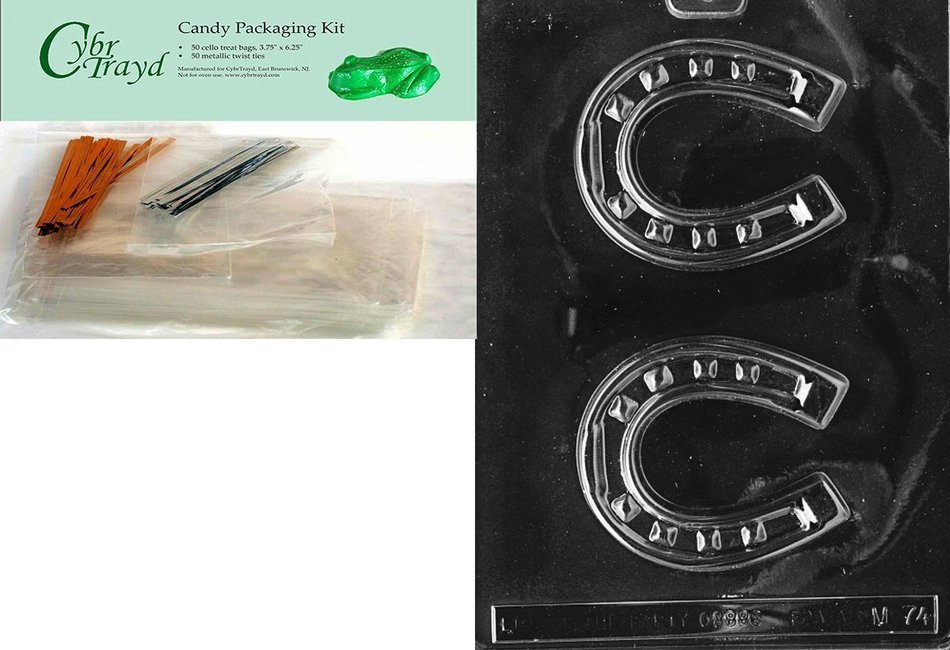 Cybrtrayd M074 Horseshoe Chocolate Candy Mold with Exclusive Cybrtrayd Copyrighted Chocolate Molding Instructions