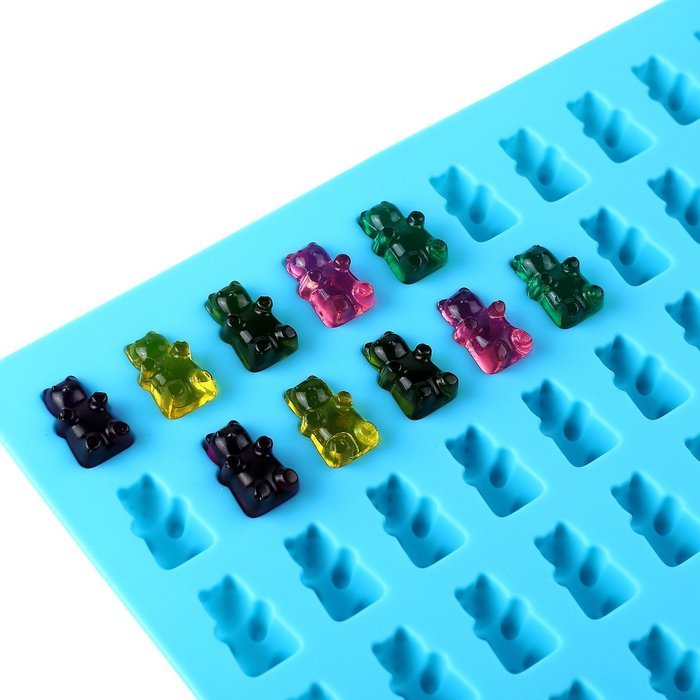 Lizber Candy Molds 3 Pack, Silicone Gummy Bears Chocolate Molds 50 Cavities with Bonus Dropper, FDA Approved (... N3