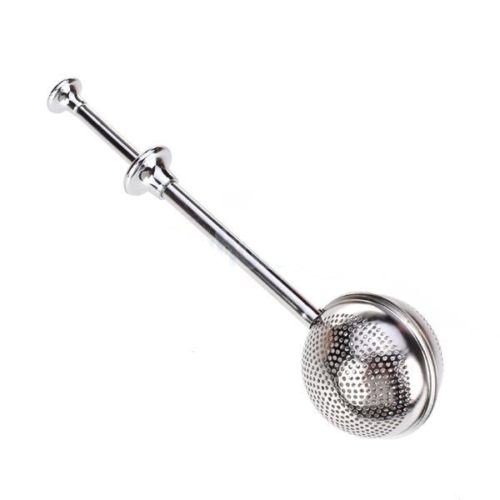 Tea Ball Strainer 7.2" Ball Push Loose Tea Leaf Herbal Locking Infuser Teaspoon Strainer Filter Spoon Rest N5