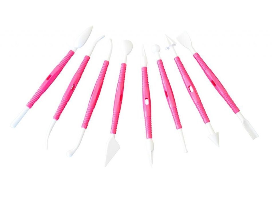 FOUR-C 8pcs Modeling Tools Fondant Tools Cake Decor Supplies Color Red N2