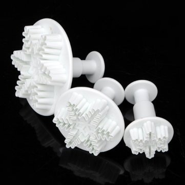 3 Snowflake Fondant Cake Bread Decorating Sugarcraft Mold Cookie Plunger Cutters Mould DIY Tools N6