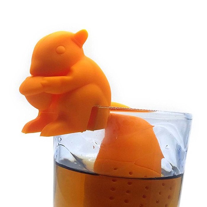 HuaYang kawaii Silicone Squirrel Shape Tea Leaf Herbal Strainer Filter Infuser Bags Tool - Orange N4