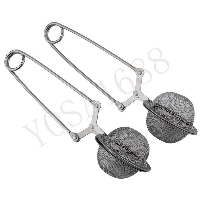 YOSA 2pcs Tea Infuser Stainless Steel Tea Pot Infuser Sphere Mesh Tea Strainer Handle Ball