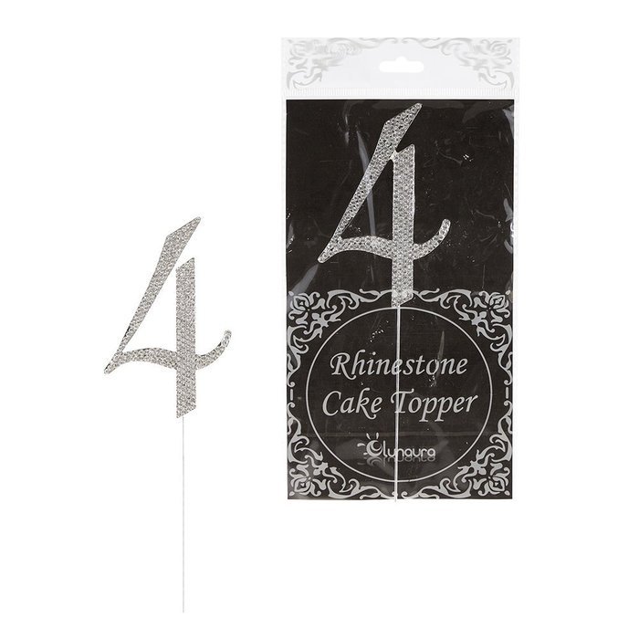 Lunaura - Sparkling Rhinestone Number Cake Topper - 4