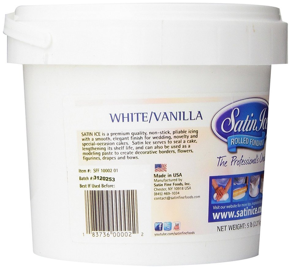Satin Ice Rolled Fondant Icing - White/Vanilla - 5lb N4