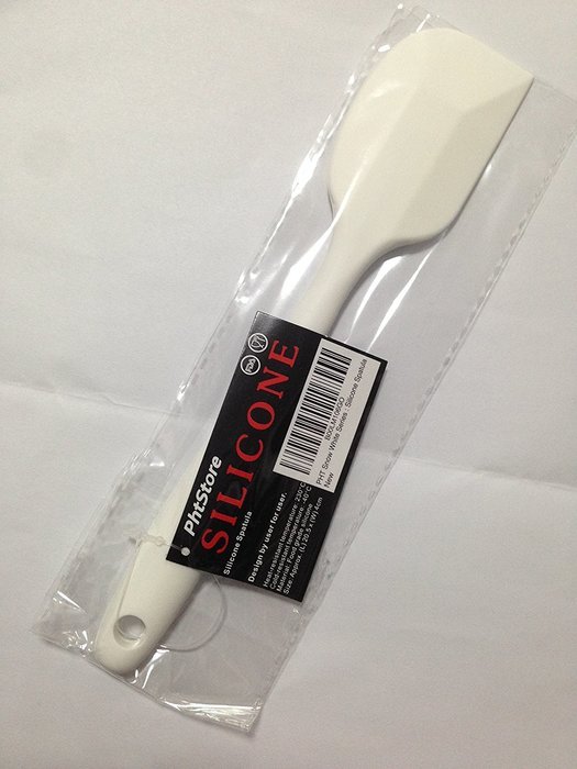 PHT Silicone Spatula Spoon Brush , 8", Set of 3 White N14