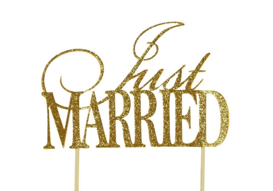 All About Details Just-married Cake Topper Gold N2