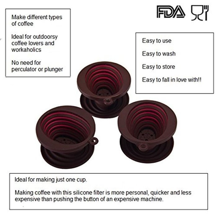 Kuke Set of 4 Silicone Collapsible Coffee Dripper Tea Filter Cone N4