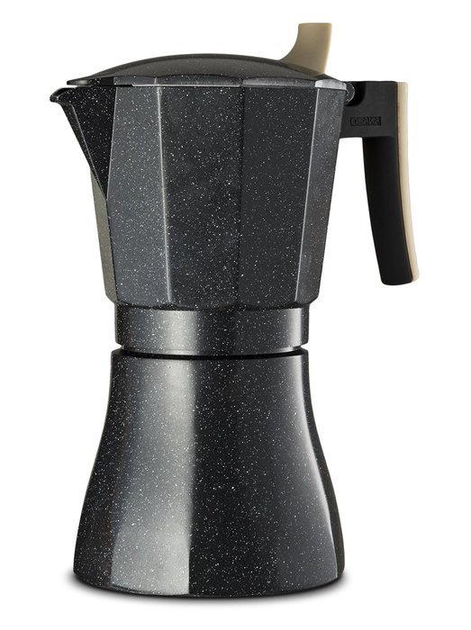 Osaka Stovetop Espresso Maker - Aluminum with Marbled Coating, Stove-Top Moka Pot "Nijo Castle" (6 Cup) N10