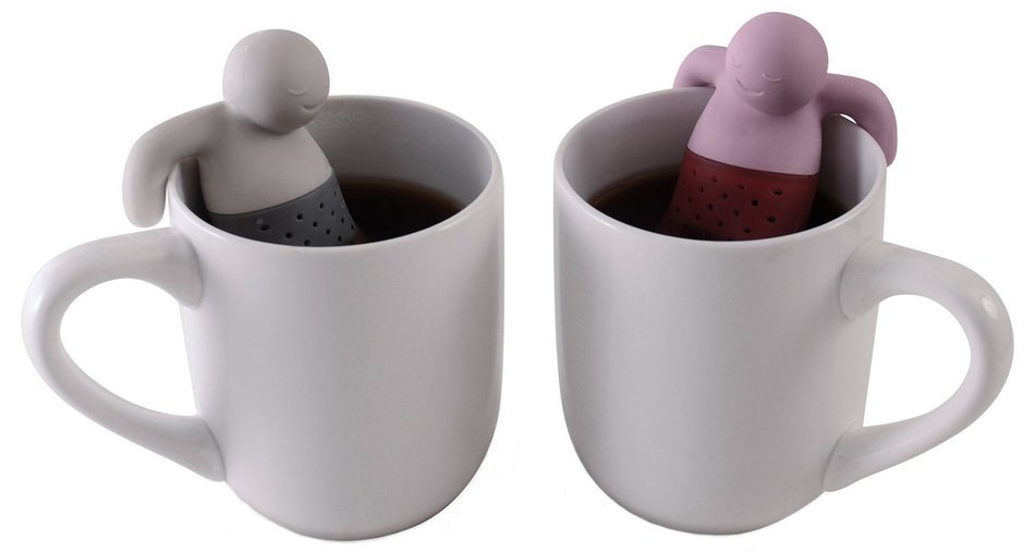 Jahoo Tea Infuser Set for Loose Leaf Tea, Silicone Tea Strainer Couple in a Set of 2, Grey and Pink N4