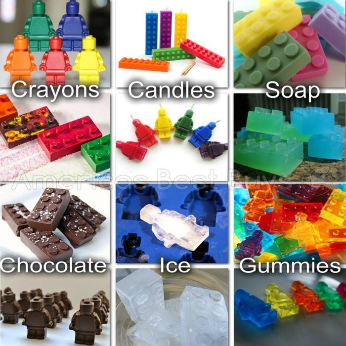 Best Candy Molds & Ice Cube Mold for Lego Lovers with Bonus Recipe eBook by Americas Best Buys (4-Pack) N7