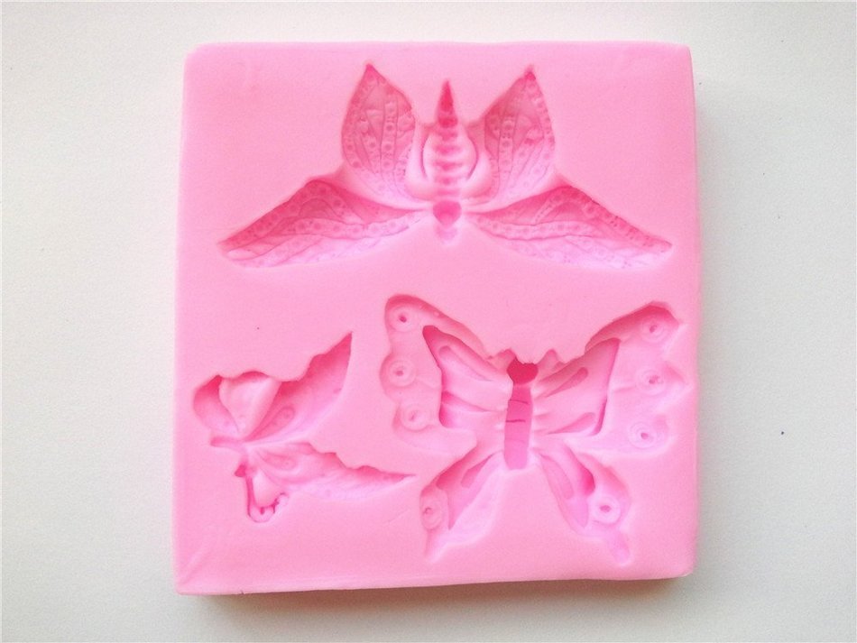 Wocuz W0348 3 Capacity of Butterfly Angle Pattern Silicone Candy Fondant Chocolate Accessory Mold Cake Decorative... N2