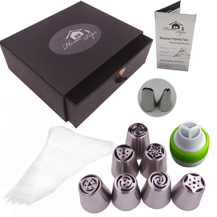 Home Papa Russian Piping Tips Icing Nozzles (Pack of 23): for Cakes Cupcakes Decoration - 7 for Flowers and 2... N7