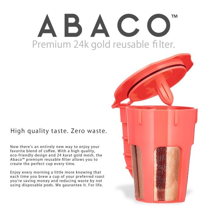 ABACO 24K Gold Reusable K-Carafe/K-Cup Coffee Filter(4-5 Cup) for Keurig 2.0 K200,K300,K400,K500 Series Brewers N4