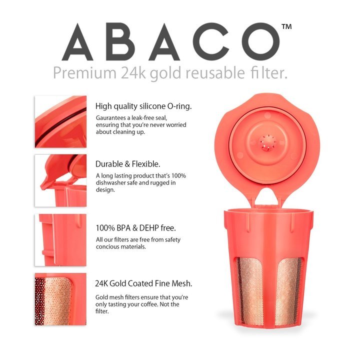ABACO 24K Gold Reusable K-Carafe/K-Cup Coffee Filter(4-5 Cup) for Keurig 2.0 K200,K300,K400,K500 Series Brewers N5